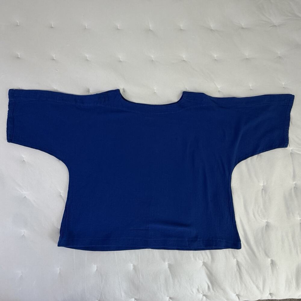 Oh My gauze Royal Blue Crop Blouse Size 2/12-14(L-XL), 100% Cotton, casual, boho